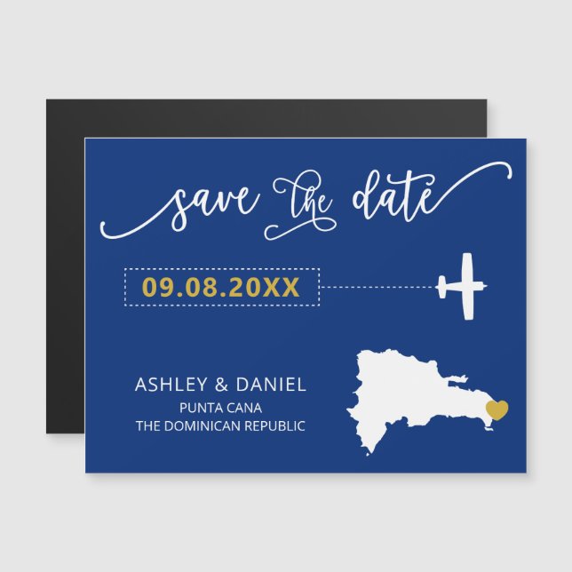 Dominikanische Republik Wedding Save the Date Card Magneteinladung (Vorne/Hinten)