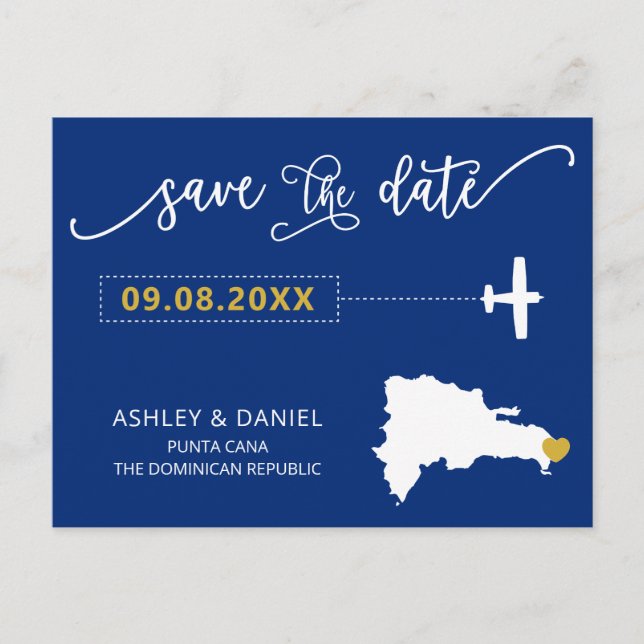 Dominikanische Republik Wedding Save the Date Map Postkarte (Vorderseite)