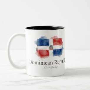 Dominikanische Wasserfarbenflagge Karibisches Er Zweifarbige Tasse