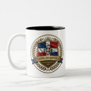 Dominikanisches Erbe Wappen Karibischer Stolz Zweifarbige Tasse