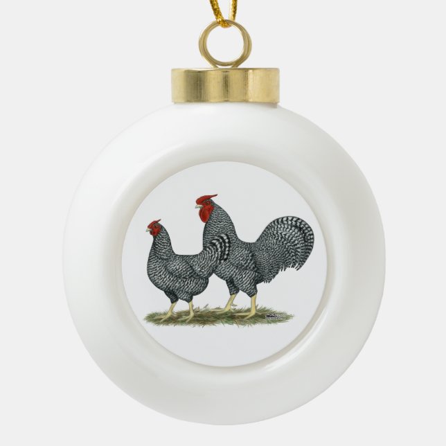 Dominique Chickens Keramik Kugel-Ornament (Vorderseite)
