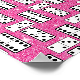 Domino Pieces Dominoi Board Game Pink Glitzer Poster