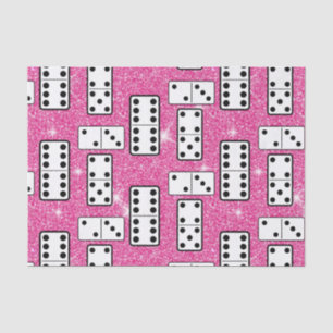 Domino Pieces Dominoi Board Game Pink Glitzer Seidenpapier