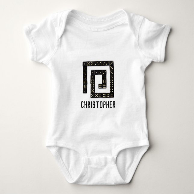 Domino Spiralname Baby Bodysuit Strampler (Vorderseite)