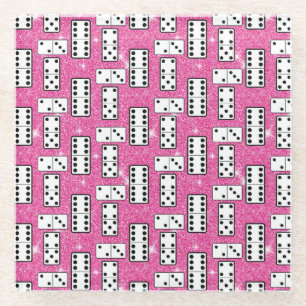 Domino-Steine Domino Brettspiel Rosa Glitter Glasuntersetzer
