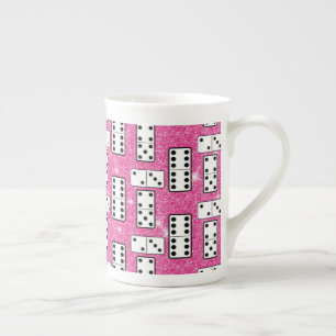 Domino-Steine Domino Brettspiel Rosa Glitter Prozellantasse