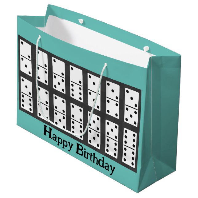 Dominodesign Große Geschenktüte (Vorderseite Schrägansicht)