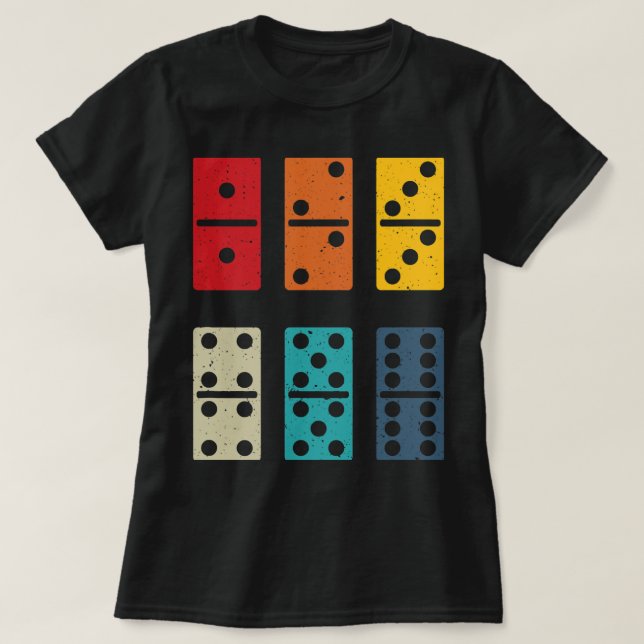 Dominoes Fliesen Retro coole Farben dominoes Spiel T-Shirt (Design vorne)