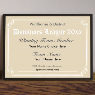 Dominoes Wettbewerbszeugnis Poster