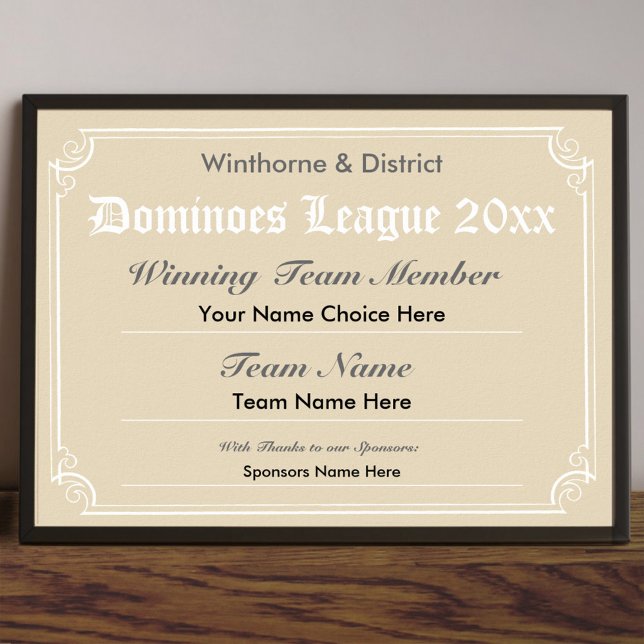 Dominoes Wettbewerbszeugnis Poster (Von Creator hochgeladen)