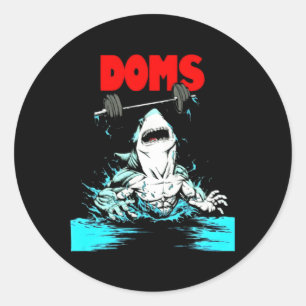 Doms Shark Gym Fitness Gewichtheben Bodybuilding Runder Aufkleber