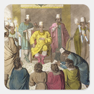 Don Alvaro, König des Kongolesen auf seinem Thron Quadratischer Aufkleber