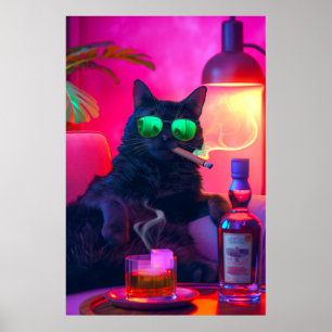 Don Gatto's Nightcap   Extravaganter Cat Drink Whi Poster