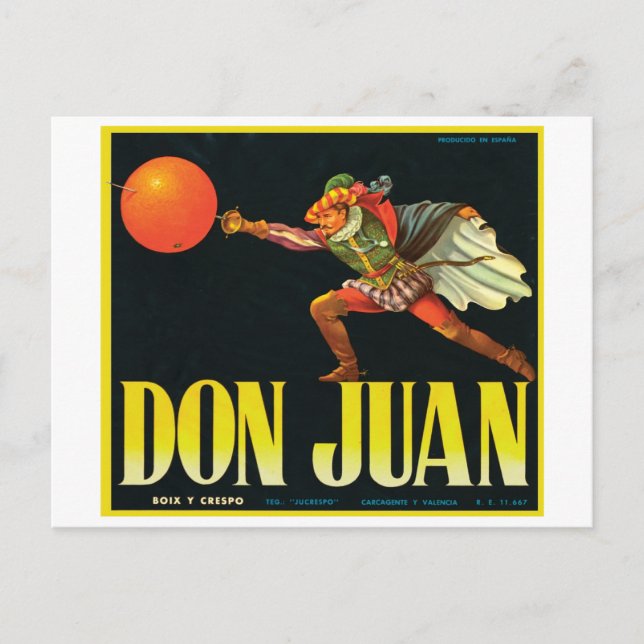 Don Juan Vintag Crate Label Postkarte (Vorderseite)