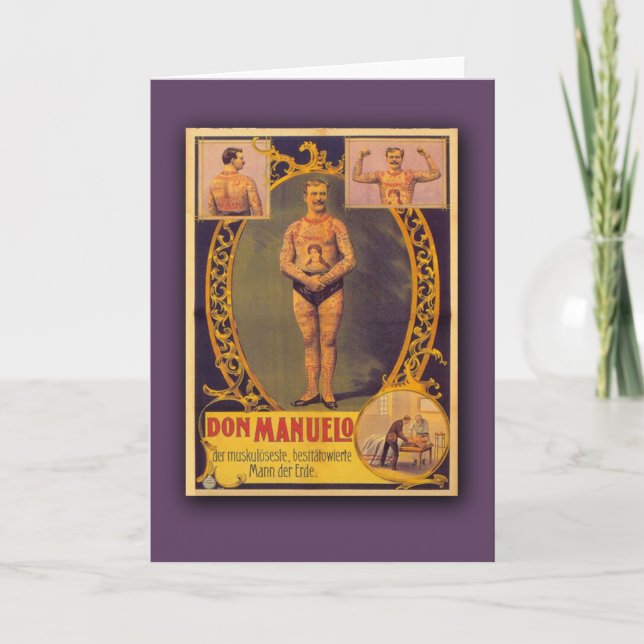 Don Manuelo, tätowierter Mann auf Karten, Karte (Vorderseite)