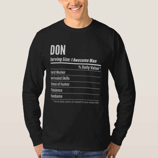 Don  Nutritional Facts Serving Size Calories T-Shirt (Vorderseite)