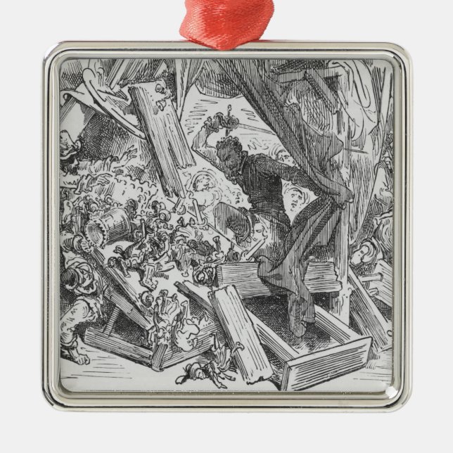 Don Quichote, der die Marionetten kämpft Silbernes Ornament (Vorne)