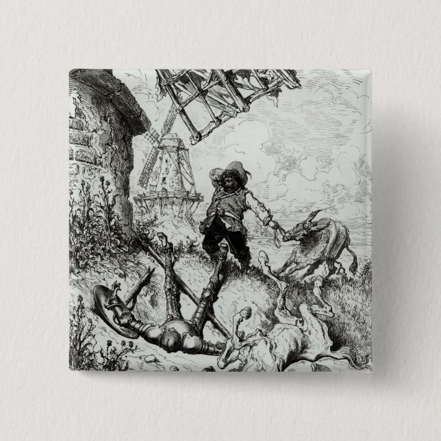 Don Quichote und die Windmühlen Button (Vorderseite)