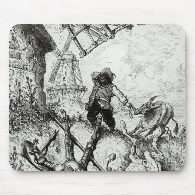 Don Quichote und die Windmühlen Mousepad (Vorne)