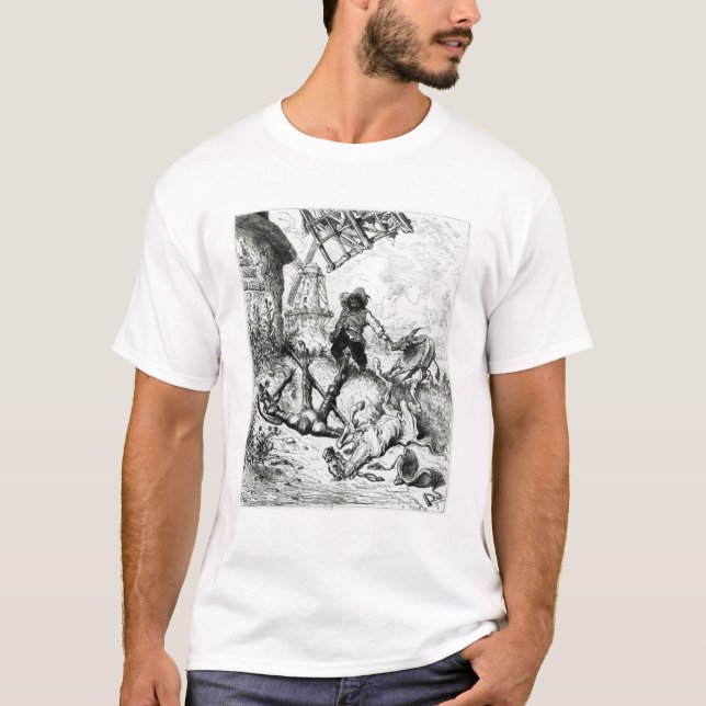 Don Quichote und die Windmühlen T-Shirt (Vorderseite)
