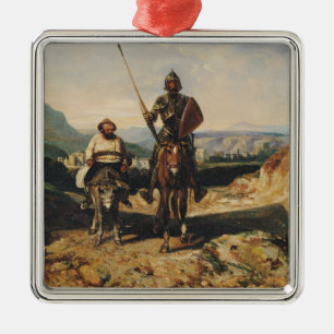 Don Quichote und Sancho Ornament Aus Metall
