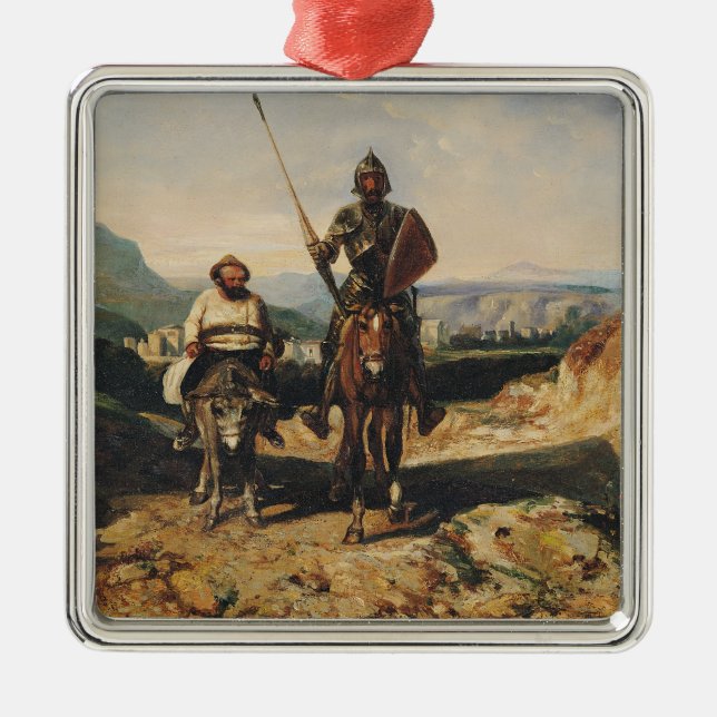 Don Quichote und Sancho Ornament Aus Metall (Vorne)