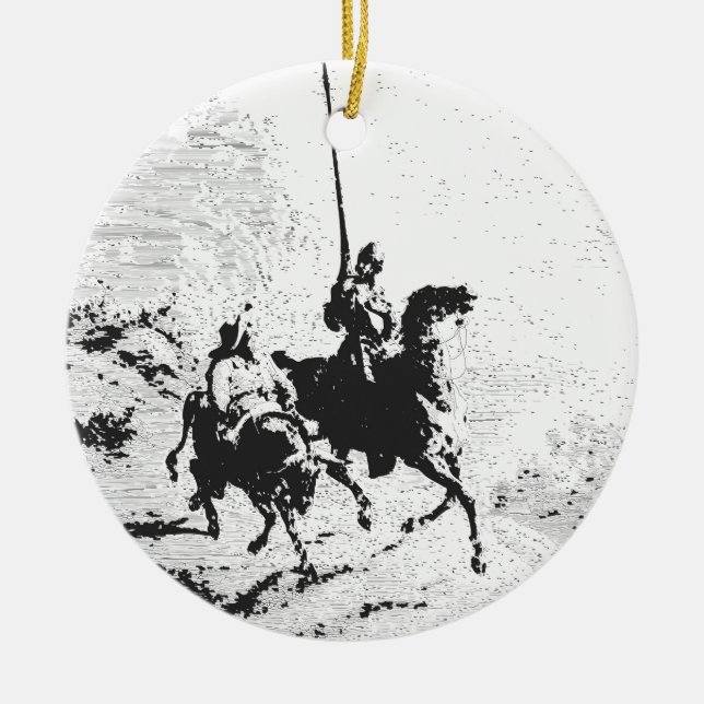 Don Quichote und Sancho Panza Keramik Ornament (Vorne)