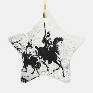 Don Quichote und Sancho Panza Keramik Ornament