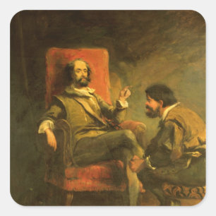 Don Quichote und Sancho Panza Quadratischer Aufkleber