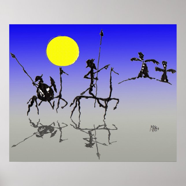 Don quijote y Sanchopanza (Digitale Farbe) Poster (Vorne)