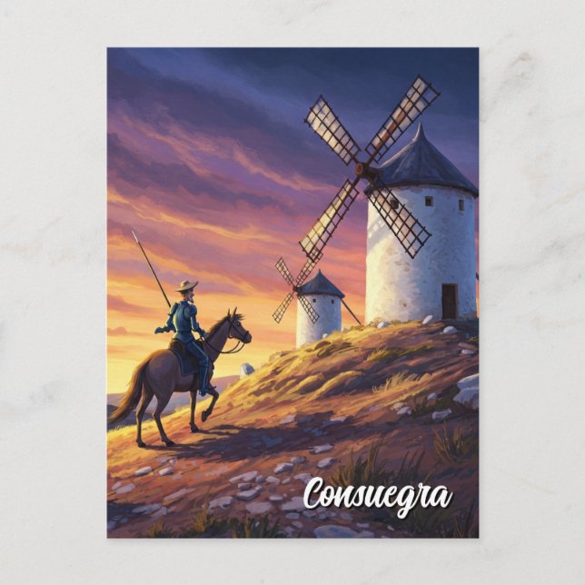 Don Quixote in Consuegra Spanien Reisen Postkarte (Vorderseite)