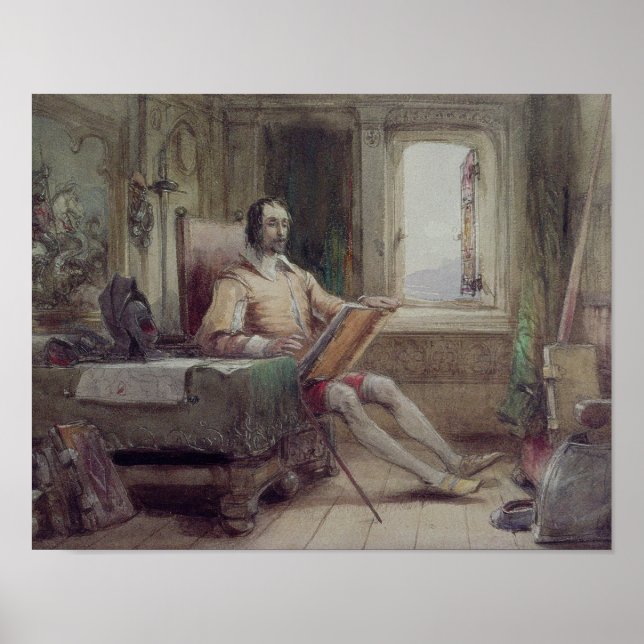 Don Quixote in seiner Studie Poster (Vorne)