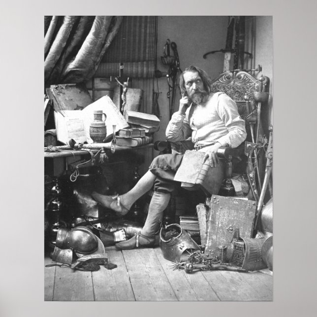Don Quixote in seiner Studie Poster (Vorne)