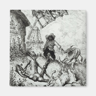 Don Quixote und die Windmühlen Magnet