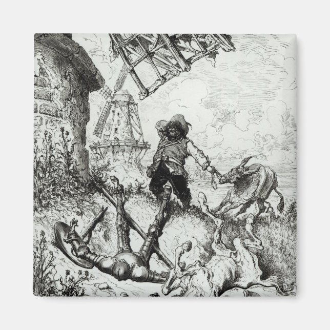 Don Quixote und die Windmühlen Magnet (Vorne)