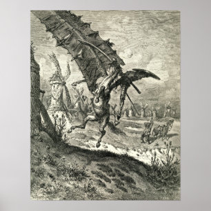 Don Quixote und die Windmühlen Poster