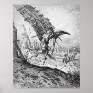 Don Quixote und die Windmühlen Poster