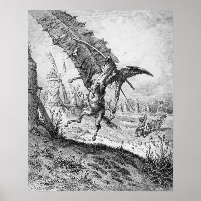 Don Quixote und die Windmühlen Poster (Vorne)
