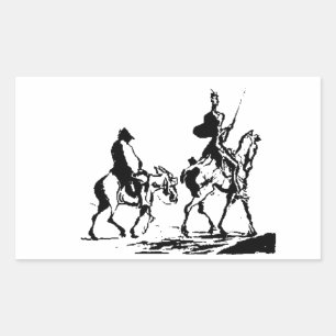 Don Quixote und Sancho Panza art Rechteckiger Aufkleber