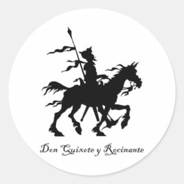 Don Quixote y Rocinante Runder Aufkleber