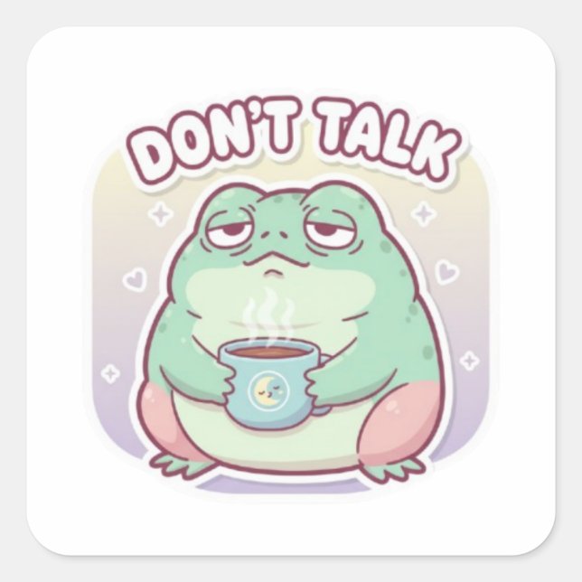 Don’t Talk Frog Sticker Cute Annoyed Frog Coffee M (Vorderseite)