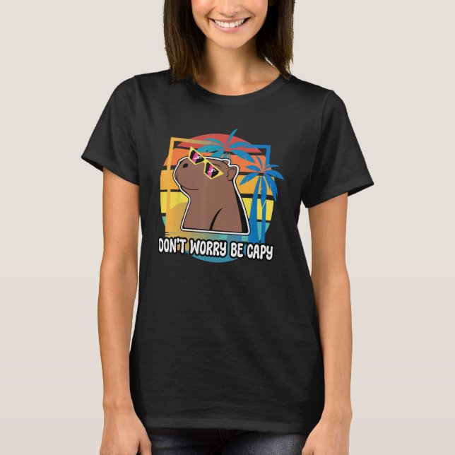 Don t Worry Be Capy Capybara Retro Rodent Animal T-Shirt (Vorderseite)