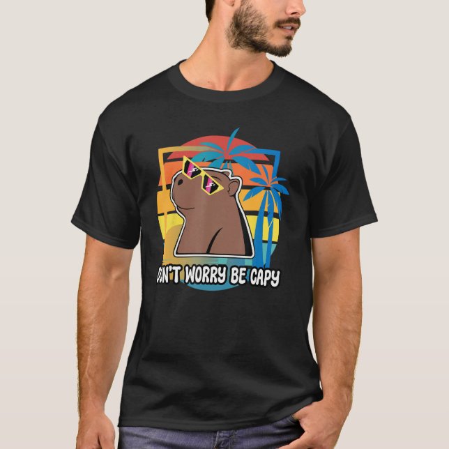 Don t Worry Be Capy Capybara Retro Rodent Animal T-Shirt (Vorderseite)