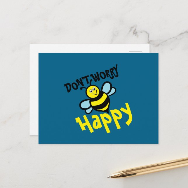 Don’t Worry Bee Happy Postkarte (Vorderseite/Rückseite Beispiel)