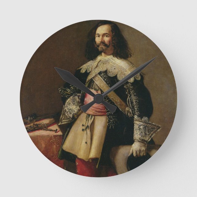 Don Tiburcio de Redin y Cruzat (Öl auf Leinwand) Runde Wanduhr (Vorderseite)