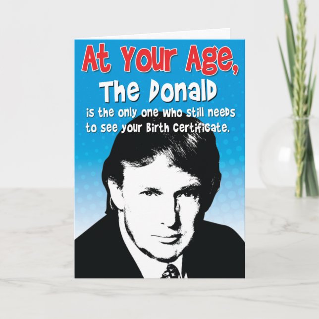 Donald Birth Certificate Funny Birthday Card Karte (Vorderseite)