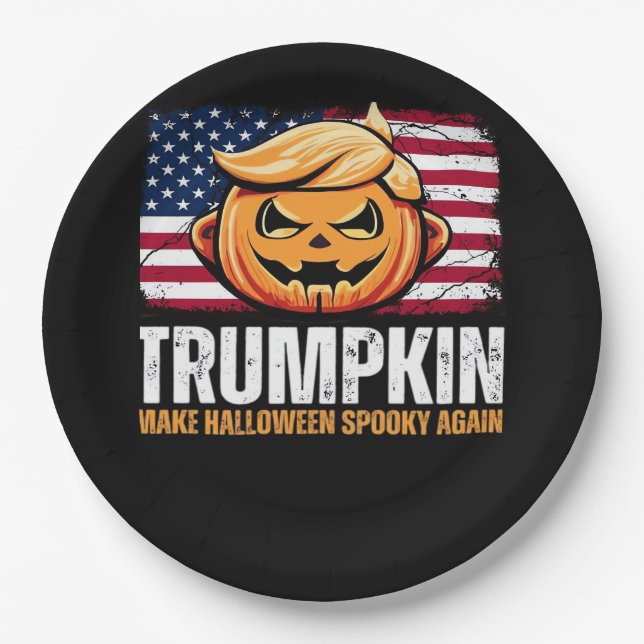 Donald Halloween - Trumpkin macht Halloween Spooky Pappteller (Vorderseite)