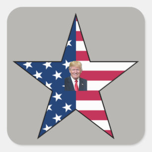 Donald J. Trump~ Präsident~ US-Flagge~ Star ~ MAGA Quadratischer Aufkleber