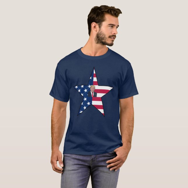 Donald J. Trump~ Präsident~ US-Flagge~ Star ~ MAGA T-Shirt (Vorne ganz)