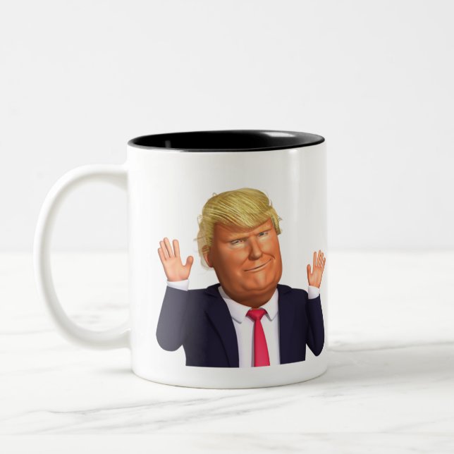 Donald John Trump Full Foto Coffee Mup Zweifarbige Tasse (Links)